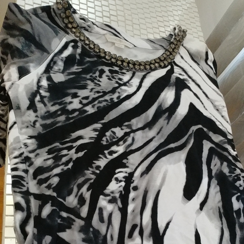 For Sale Boston Proper Rhinestone Zebra Sweater